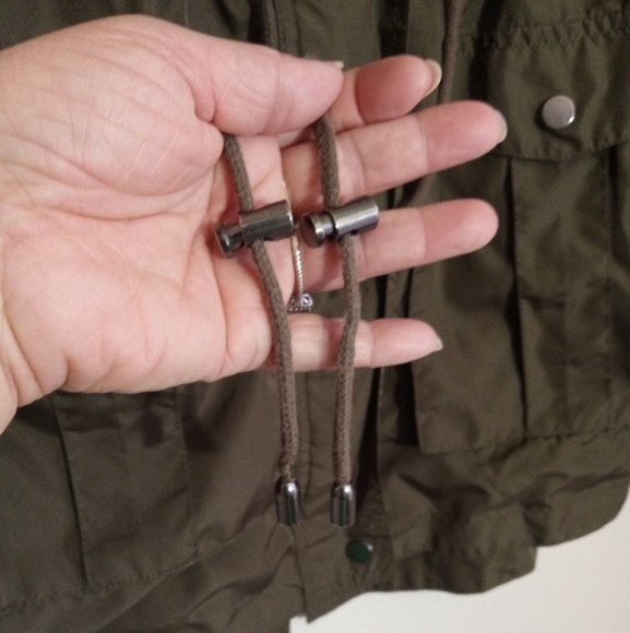 Merona olive green utility jacket with jersey lining and hood - Picture 4 of 13